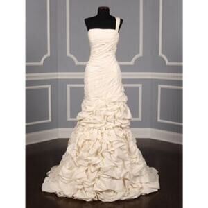 ST. PUCCHI Adeline Z316 Mermaid Trumpet One Shoulder Ivory Silk Wedding Dress 6